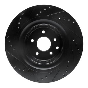 Infiniti Q60 Brake Rotor (1) - Rear Right - R1 Concepts - Drilled & Slotted - Black - `08-`25